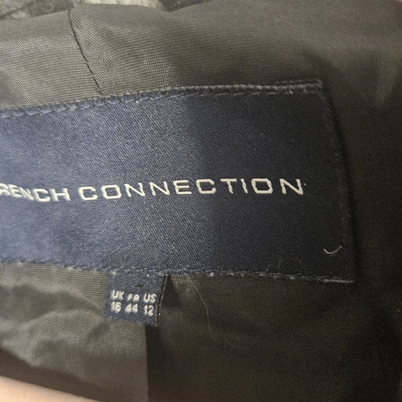 French Connection Gray Animal Print Trench Coat - Picture 2 of 4